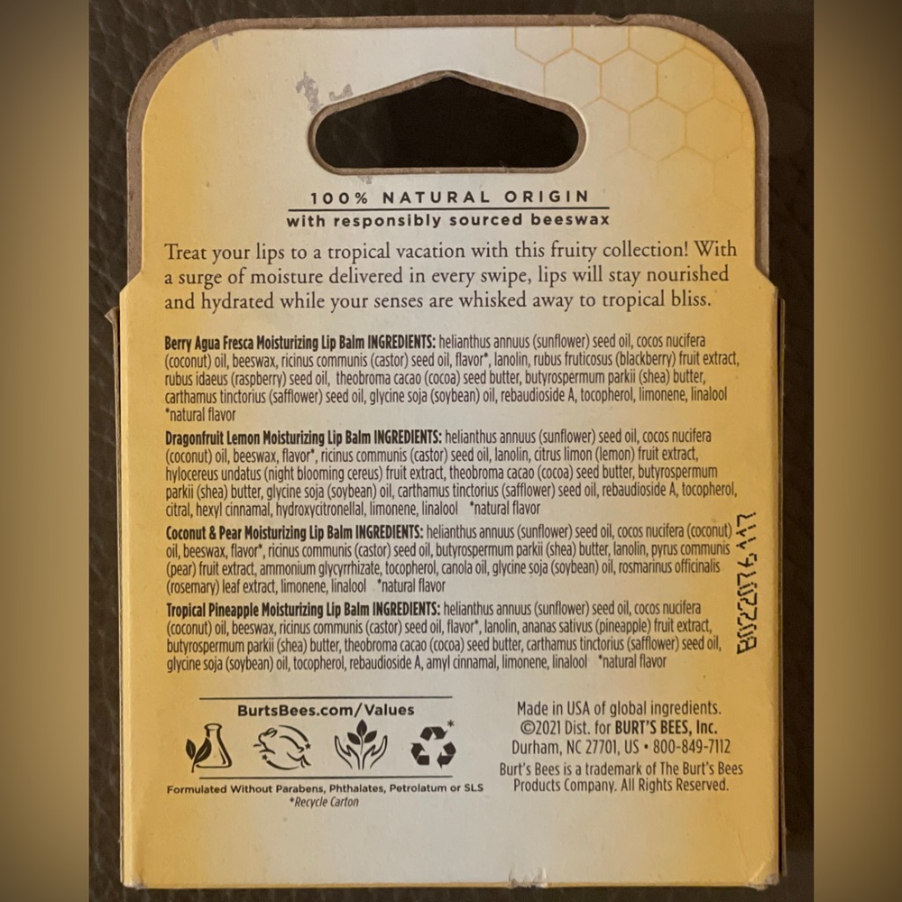 Burt's Bees Lip Balms — Tropical Retreat 4 Pack Set - Picture 10 of 16